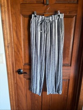 Briggs Black & White Striped Linen Blend  Pants- Women's Small NEW W/OUT TAGS